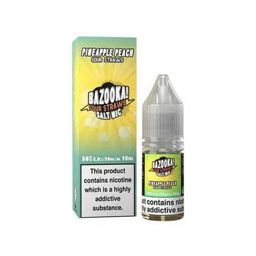 Bazooka Pineapple Peach Sour Straws Salt Nic 10Mg &Amp; 20Mg